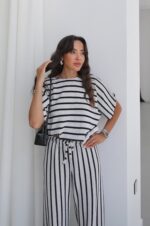 Black and White Striped Loungewear Set - Image 4