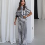 Black and White Striped Loungewear Set
