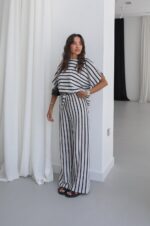 Black and White Striped Loungewear Set