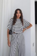 Black and White Striped Loungewear Set - Image 2