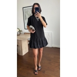 Black Short Sleeve Drop Waist Dress - Image 2