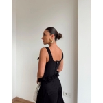 Black Ruffle Strap Corset Top - Image 3