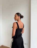 Black Ruffle Strap Corset Top - Image 3
