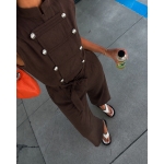 Brown Sleeveless Wide Leg Jumpsuit - Image 3