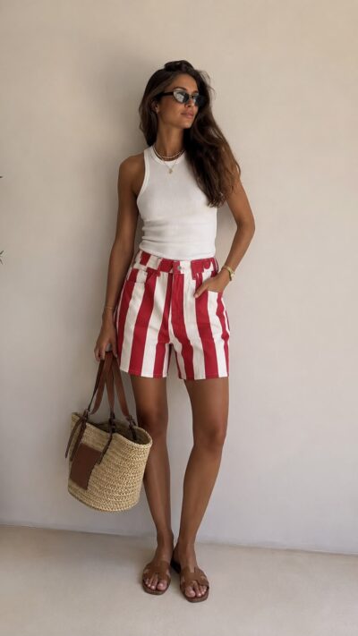 Red Striped Shorts