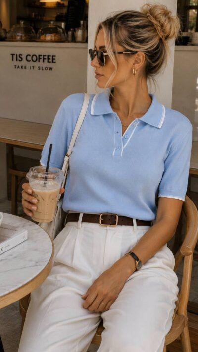 Light Blue Short Sleeve Polo Shirt