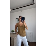 Textured Gold Sleeveless V-Neck Top