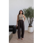 Wide Leg High Waist Brown Pants