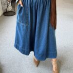 Women's Blue Denim Midi Skirt