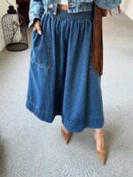 Women's Blue Denim Midi Skirt