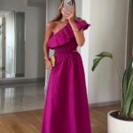 Magenta One Shoulder Maxi Dress