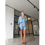 Light Blue Denim Shirt and Shorts Set