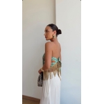 Green Floral Fringe Scarf Top - Image 2