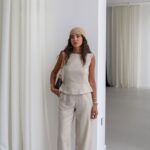 Beige Linen Sleeveless Top and Pants Linen Set
