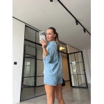 Light Blue Denim Shirt and Shorts Set - Image 3