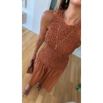 Rust Sleeveless Smocked Midi Dress - Image 2