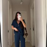 Women's Navy Zip Polo Top and Pants Set