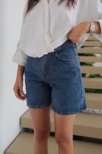 Light Blue High Waist Denim Shorts - Image 2