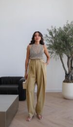 High Waist Wide Leg Khaki Pants