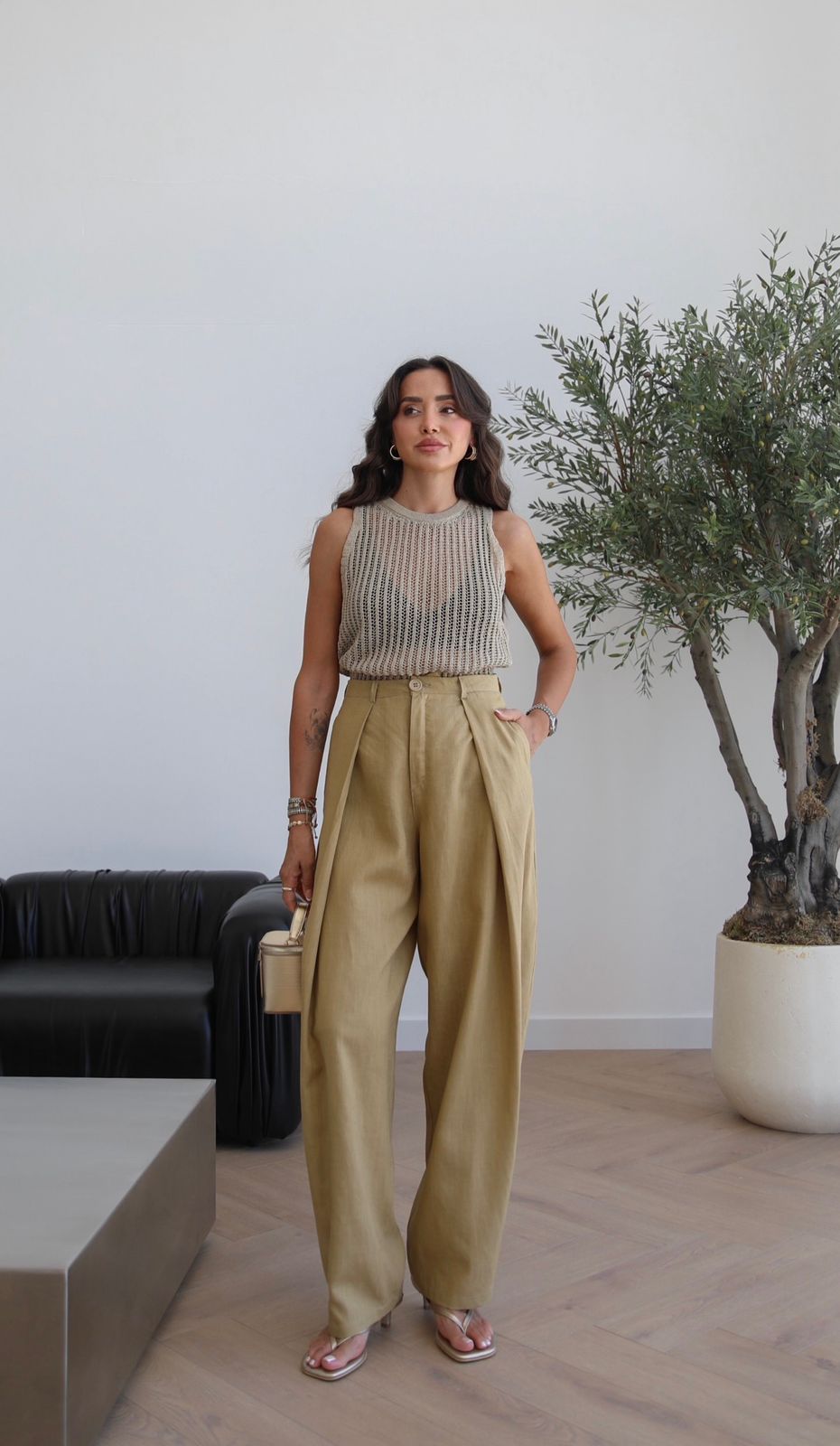 f9588f57-0895-4829-bc22-ab9862e76de8 High Waist Wide Leg Khaki Pants - Image 1