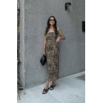Leopard Print Sleeveless Maxi Dress