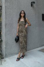 Leopard Print Sleeveless Maxi Dress