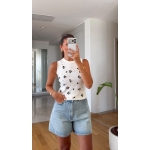 White Floral Embellished Sleeveless Top
