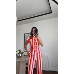 Red and White Vertical Stripe Pant Set - Image 4