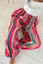 Multicolor Striped Wide Leg Pants - Image 2