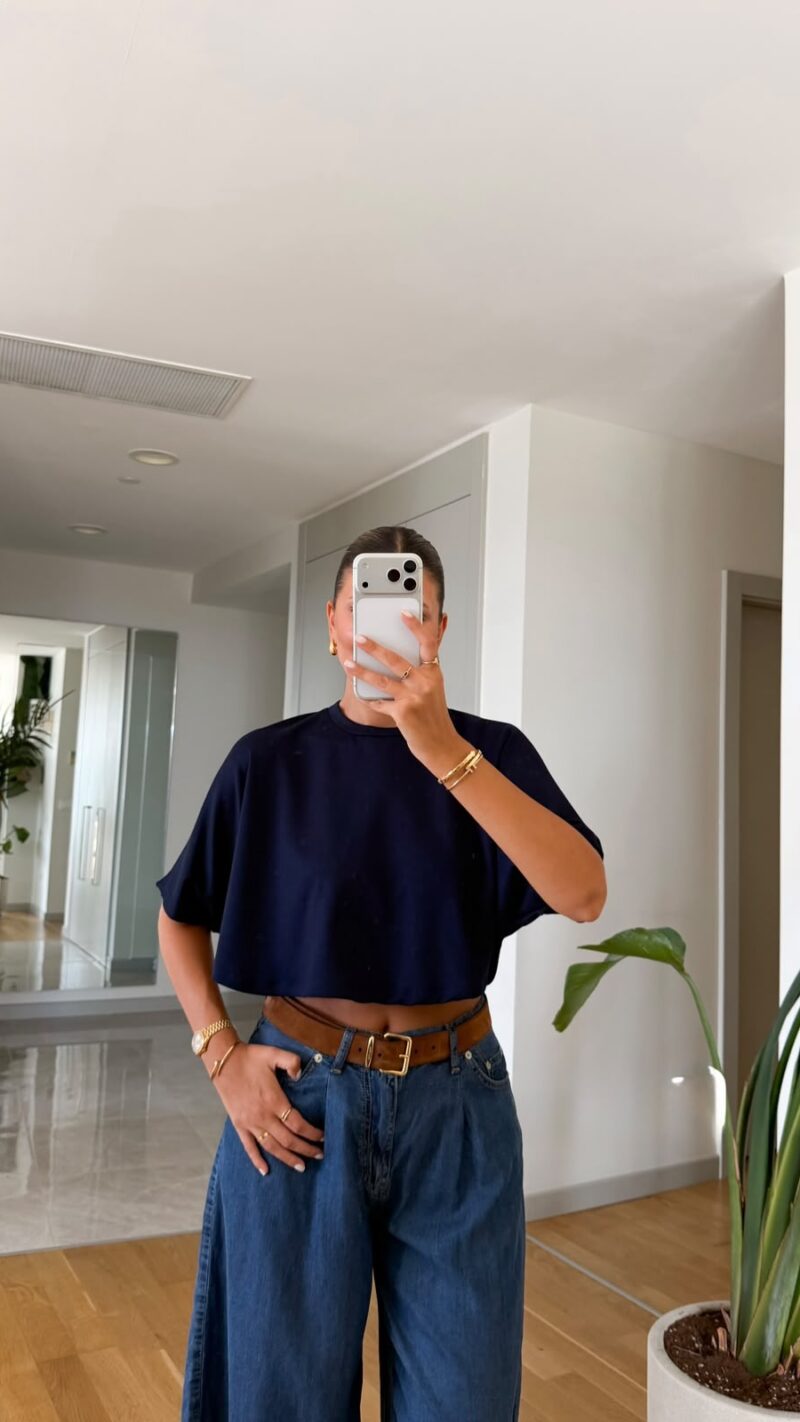Navy Cropped Top