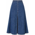 High Waist Blue Denim Midi Skirt - Image 3