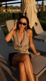 Gold Halter Neck Metallic Top - Image 2