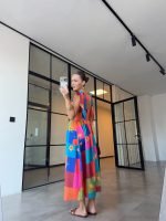 Colorful Patchwork Sleeveless Midi Dress - Image 3