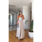 Strapless Pastel Rainbow Striped Maxi Dress - Image 2