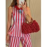 Red and Blue Striped Pant Set - Image 3