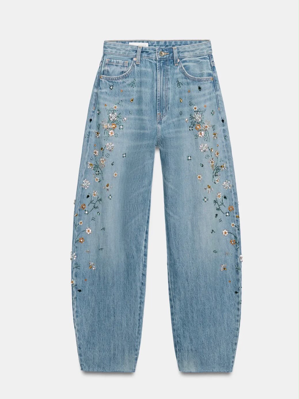 5860edab-9a74-40a8-9853-ed51a2ad3d16 Light Blue Embroidered Floral Jeans - Image 1