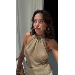 Gold Metallic Halter Neck Top