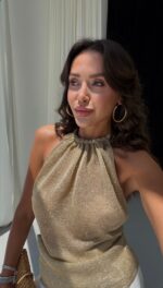 Gold Metallic Halter Neck Top