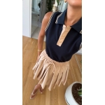 Beige Pleated Drawstring Mini Dress - Image 2