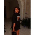 Black T-Shirt Dress With Heart Cutout Back - Image 2