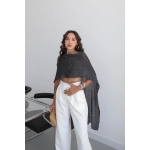 Black Knit Cape Crop Top
