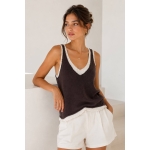 Brown White Knit Tank Top