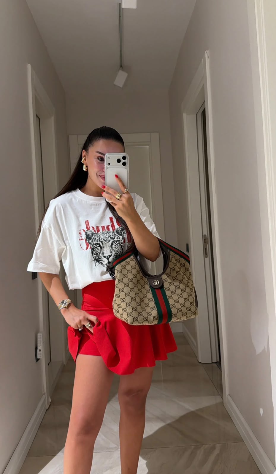 83cd3b46-6246-4dfb-b6eb-d548d6aae0e9 Red Canvas Skort - Image 1