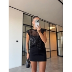 Black Sequin Sheer Sleeveless Top