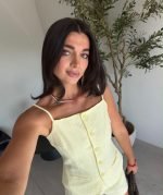 Yellow Linen Button Front Short Set - Image 3