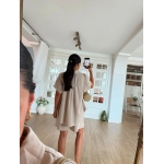 Beige Button Down Shirt and Shorts Set - Image 2
