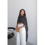 Black Knit Cape Crop Top - Image 2