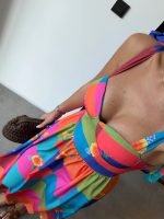 Colorful Patchwork Sleeveless Midi Dress - Image 2