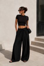 Black Linen Wide Leg Pants