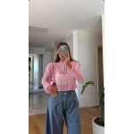 Pink Knit Sheer Cropped Sweater